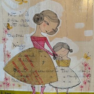 Sweet wooden Picture of a Mother and Daughter.